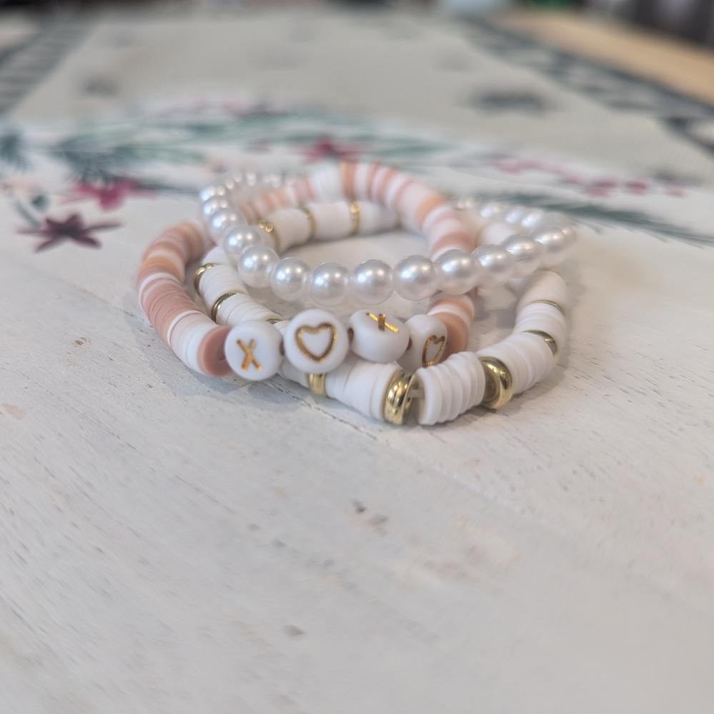 3 Handmade Beaded Bracelet Stack